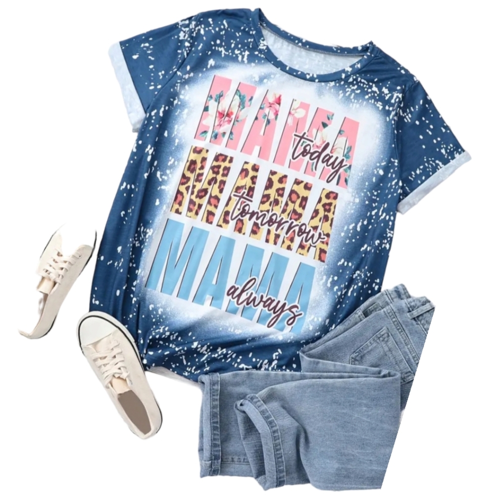 NWT !! Women's Plus Size Casual Blue Graphic Lettering Fashion Top!!💖💖 - Picture 5 of 12